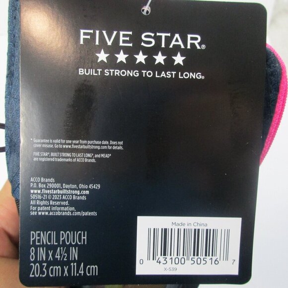 Five Star Mead Stand ‘N Store Micro-Mesh Pencil Pouch Navy Pink Interior Pockets - Picture 4 of 5